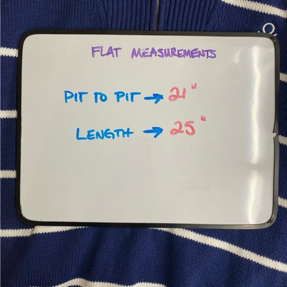 United Colors Of Benetton Navy White Striped Cotton 1/2 Zip Turtleneck Sweater M - Picture 6 of 15